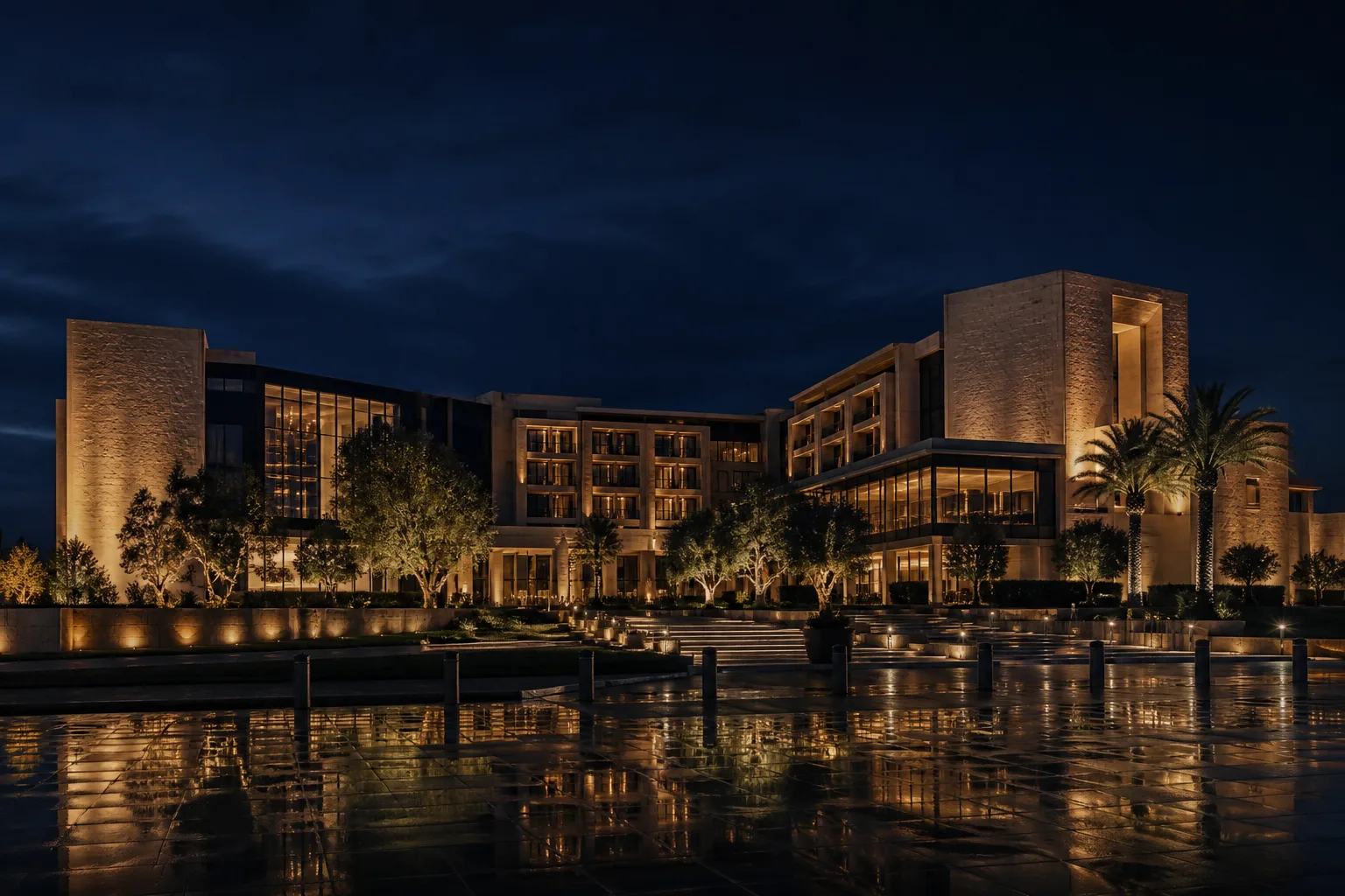 Wide night view of Midnight Resort